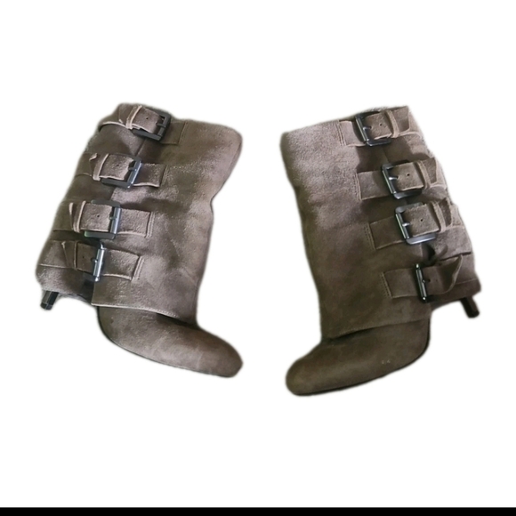 Guess by Marciano Womens Suede Gray Tan PMDAYLEE Buckle Ankle Boots 7 - Picture 2 of 9